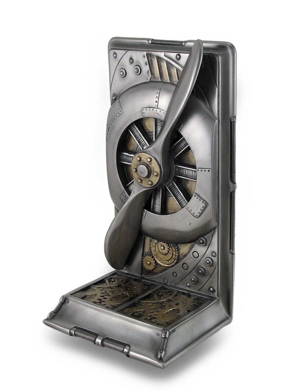 Steampunk Metallic Steel / Brass Finished Plane Propeller Single Bookend